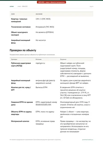 Страница 6 образца отчёта: Объект (продолжение)