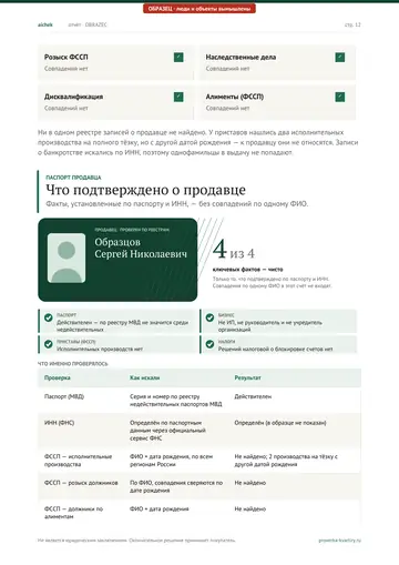 Страница 12 образца отчёта: Реестры (продолжение)
