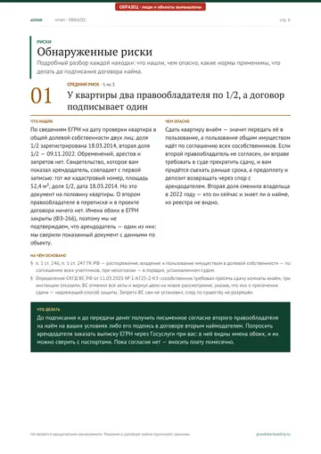 Страница 6 образца отчёта: Риски