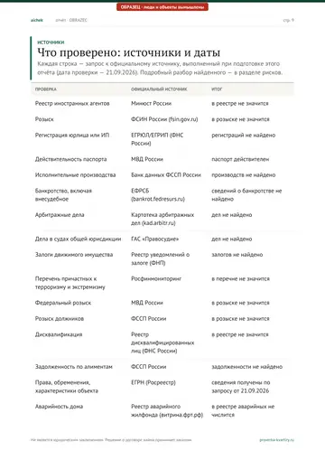 Страница 9 образца отчёта: Источники