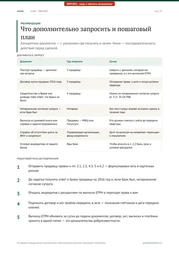 Страница 14 образца отчёта: На заметку: Остальные пункты: неустойка только для покупателя, срок выезда без даты