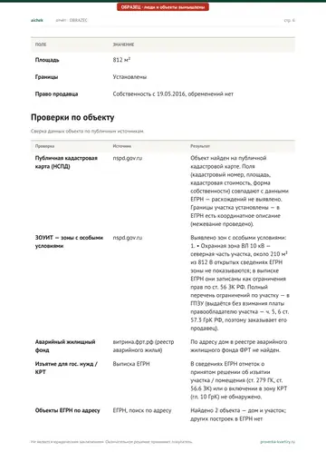 Страница 6 образца отчёта: Объект (продолжение)