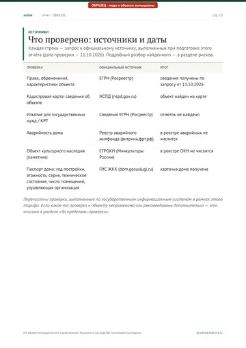 Страница 10 образца отчёта: Источники