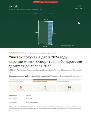 Обложка образца: Земельный участок