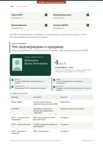 Страница 11 образца отчёта: Реестры (продолжение)
