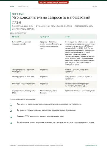Страница 15 образца отчёта: Рекомендации