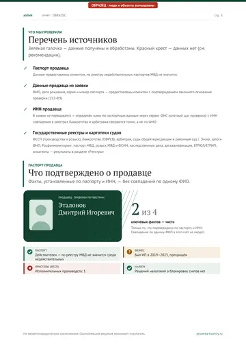 Страница 3 образца отчёта: Что мы проверили
