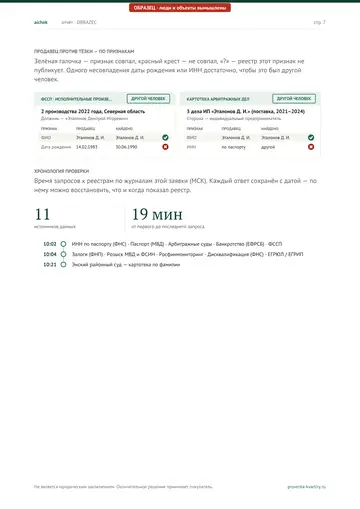 Страница 7 образца отчёта: Реестры (продолжение)