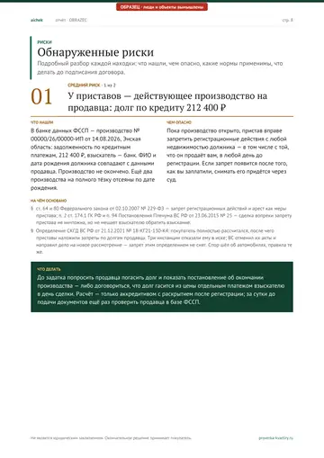 Страница 8 образца отчёта: Риски