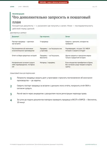 Страница 10 образца отчёта: Рекомендации